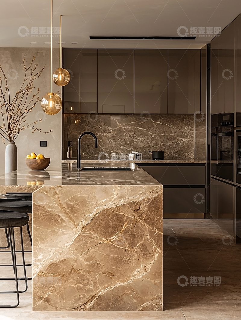 高清大图下载【趣麦麦图】现代轻奢大理石厨房
