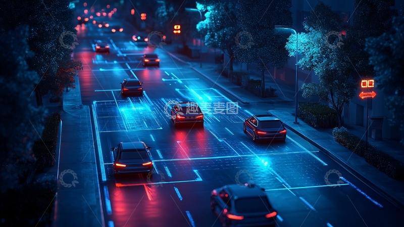 高清大图下载【趣麦麦图】夜间城市道路上的车流