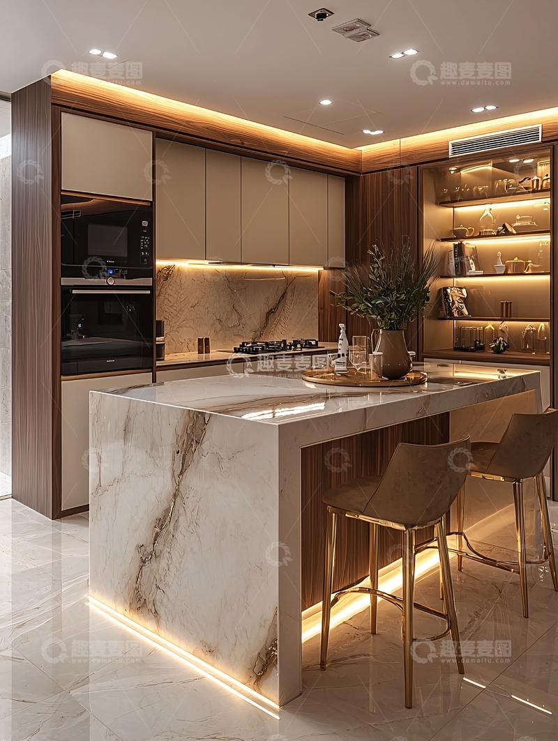 高清大图下载【趣麦麦图】现代轻奢开放式厨房