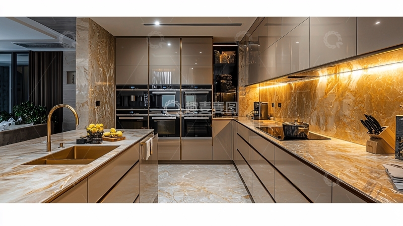 高清大图下载【趣麦麦图】-现代轻奢开放式厨房