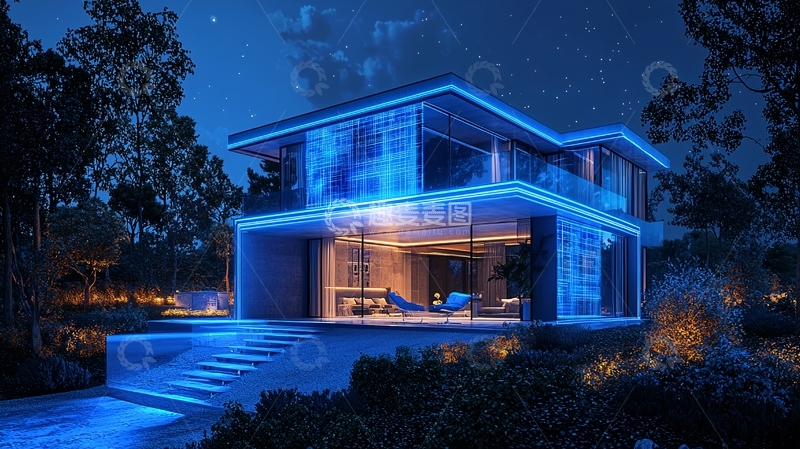 高清大图下载【趣麦麦图】夜景别墅19
