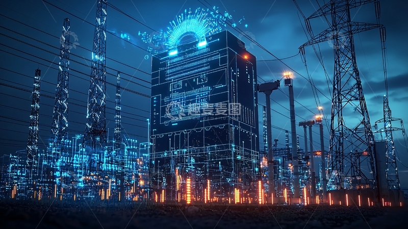 高清大图下载【趣麦麦图】智能电网夜景