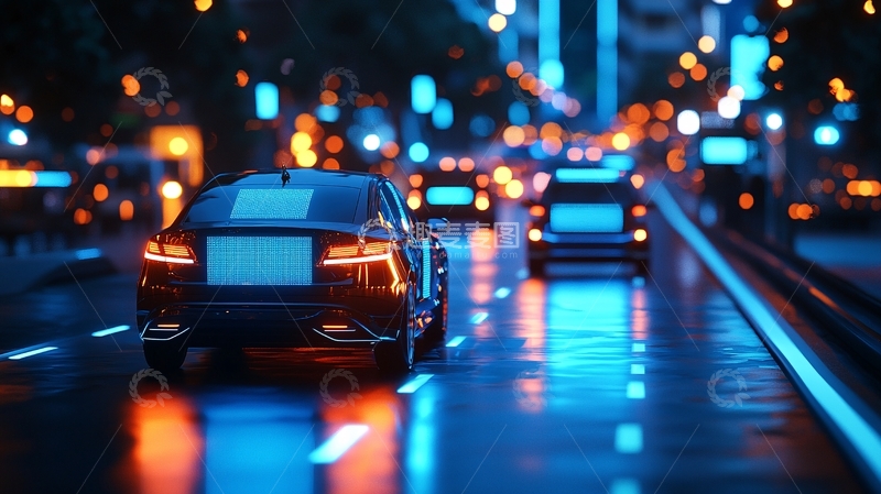 高清大图下载【趣麦麦图】夜晚城市道路车辆行驶