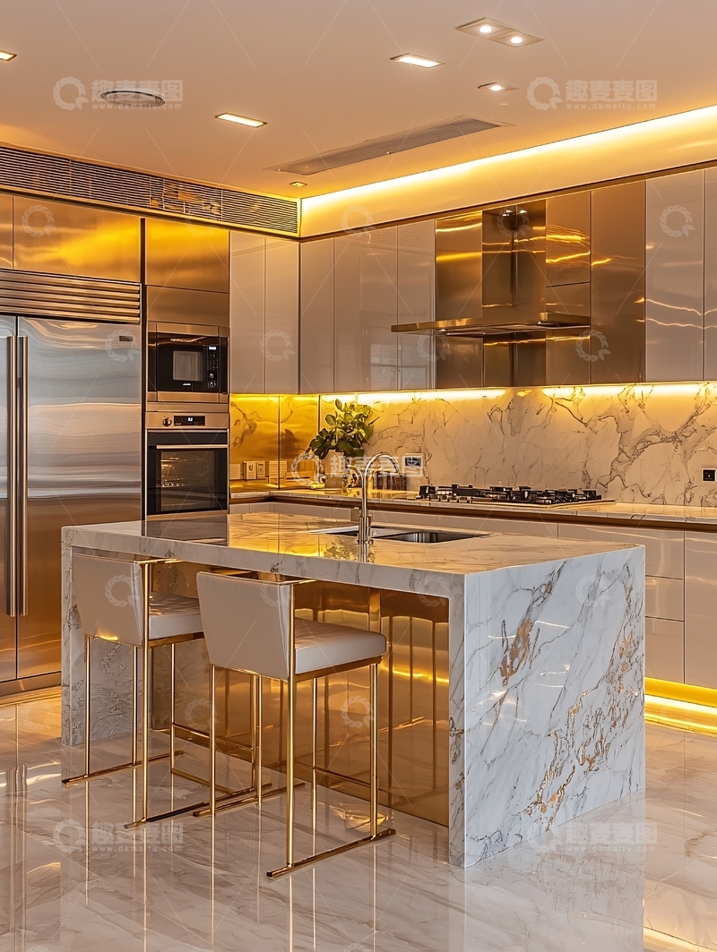 高清大图下载【趣麦麦图】现代轻奢风格厨房
