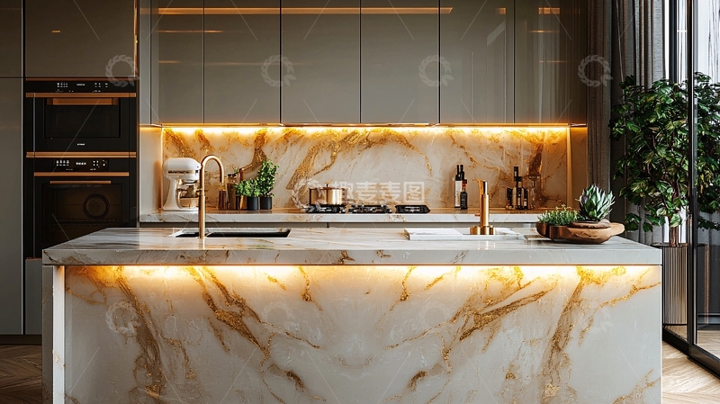 高清大图下载【趣麦麦图】现代轻奢风格厨房