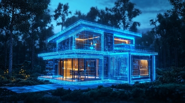 夜晚森林中的智能家居