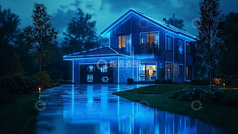 高清大图下载【趣麦麦图】夜景别墅灯光