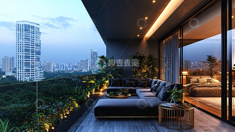 高清大图下载【趣麦麦图】夜景阳台104