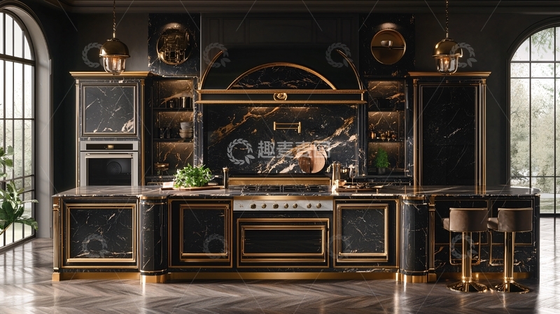 高清大图下载【趣麦麦图】暗黑系奢华厨房