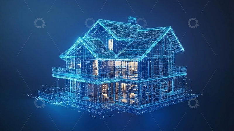 高清大图下载【趣麦麦图】蓝色光线智能家居