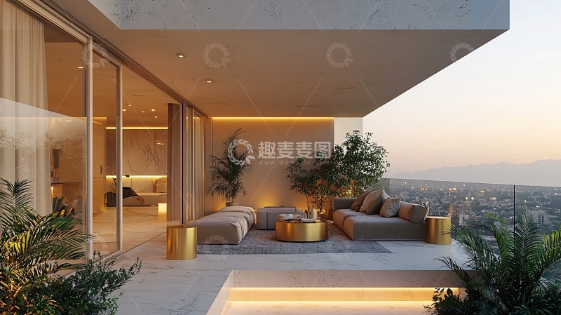 高清大图下载【趣麦麦图】现代简约空中花园阳台