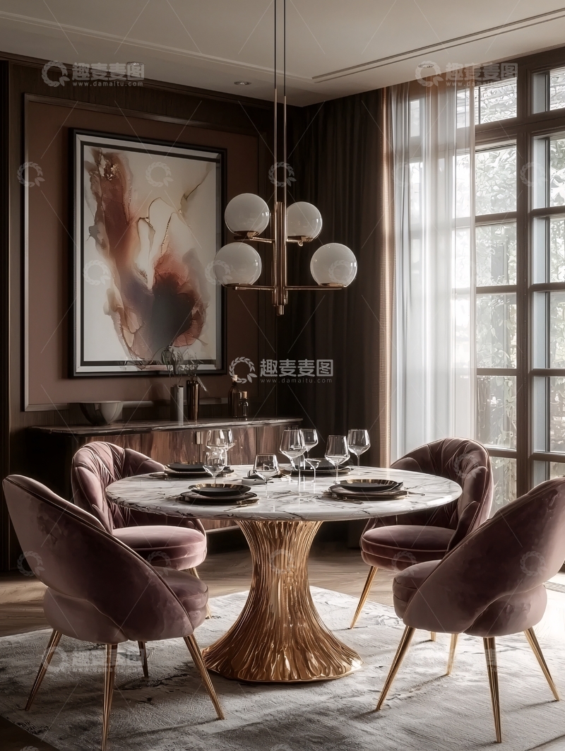 高清大图下载【趣麦麦图】现代轻奢餐厅设计