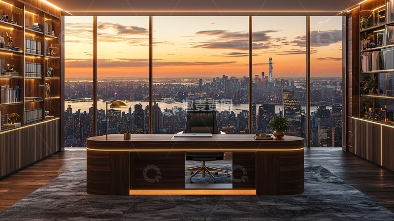 高清大图下载【趣麦麦图】高端大气办公室夜景