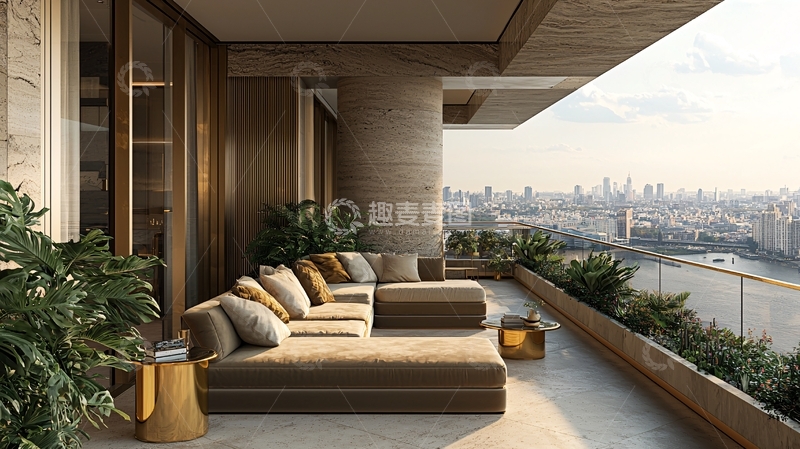 高清大图下载【趣麦麦图】高层公寓阳台休闲区