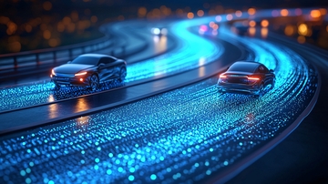 夜景高速公路自动驾驶汽车