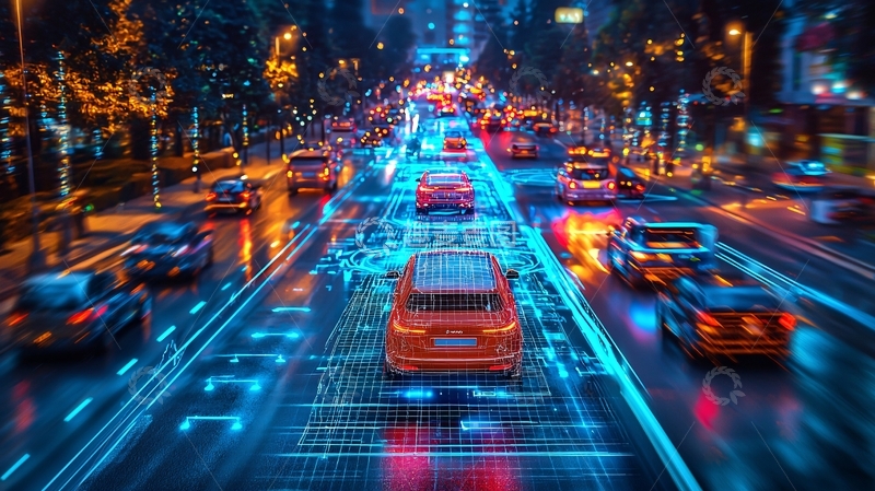 高清大图下载【趣麦麦图】夜晚城市道路车辆行驶