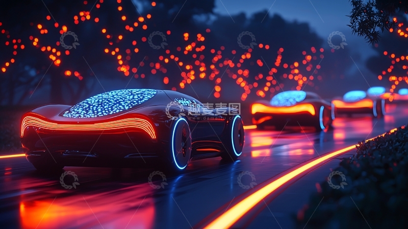 高清大图下载【趣麦麦图】未来科技感跑车夜景