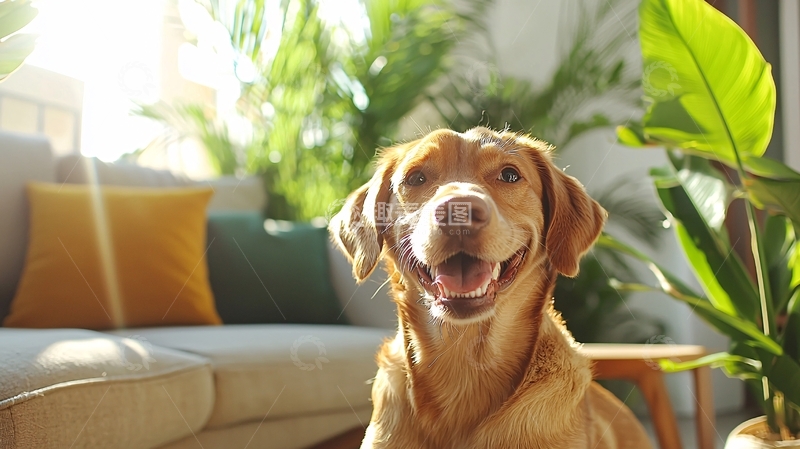 高清大图下载【趣麦麦图】阳光下微笑的拉布拉多犬