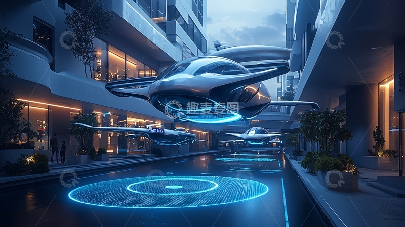 高清大图下载【趣麦麦图】未来城市空中交通