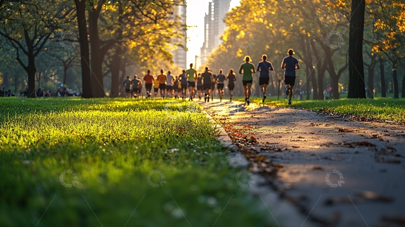 高清大图下载【趣麦麦图】公园晨跑人群