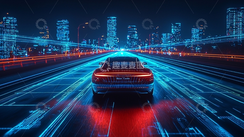 高清大图下载【趣麦麦图】未来科技感城市道路汽车