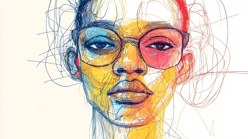 高清大图下载【趣麦麦图】彩色线稿肖像