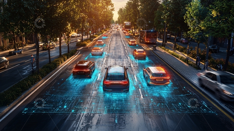 高清大图下载【趣麦麦图】自动驾驶汽车城市道路