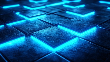 蓝色霓虹灯方块地面