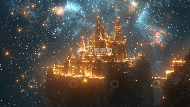高清大图下载【趣麦麦图】星空下的金色城堡