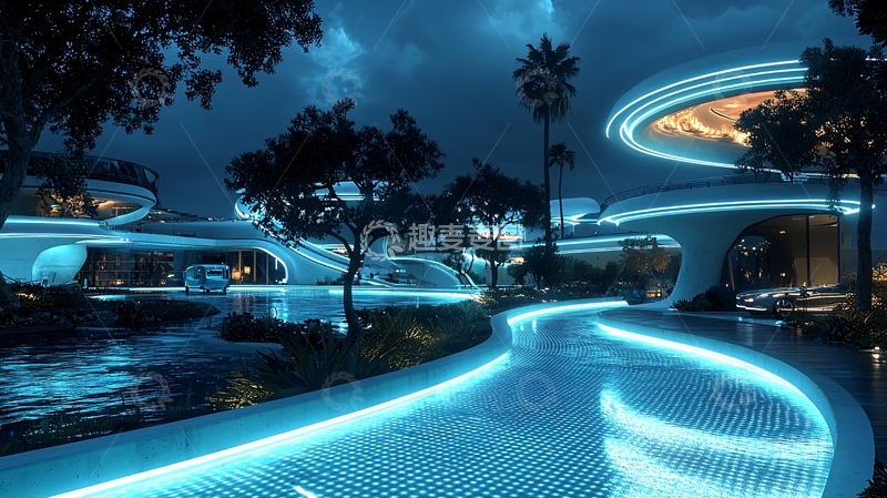 高清大图下载【趣麦麦图】夜景未来都市建筑