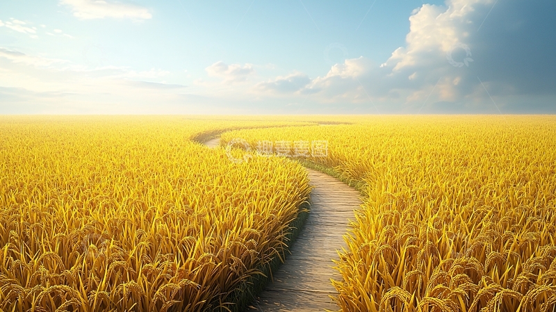 高清大图下载【趣麦麦图】金色麦田小路
