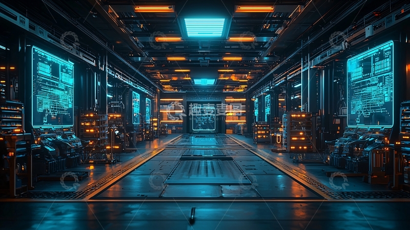 高清大图下载【趣麦麦图】科幻飞船内部走廊