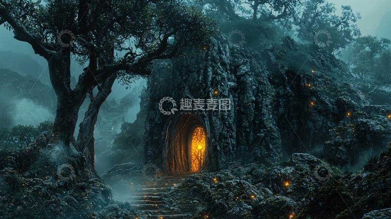 高清大图下载【趣麦麦图】雾气森林古堡