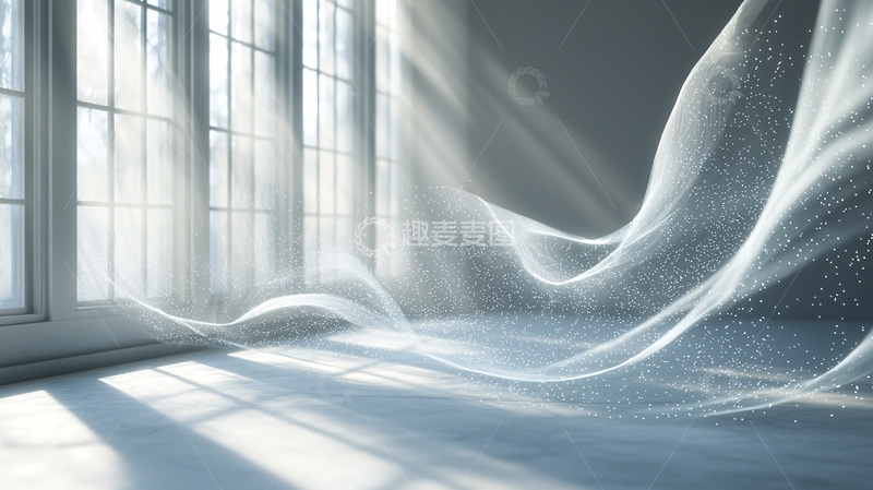 高清大图下载【趣麦麦图】阳光透过窗帘洒在地板