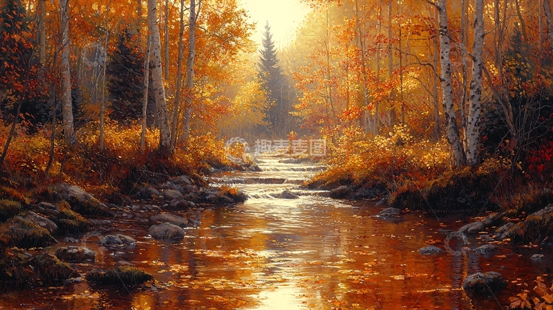 高清大图下载【趣麦麦图】秋日森林溪流30