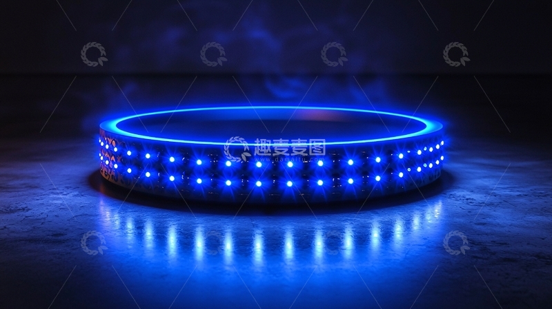 高清大图下载【趣麦麦图】蓝色环形LED灯展示台