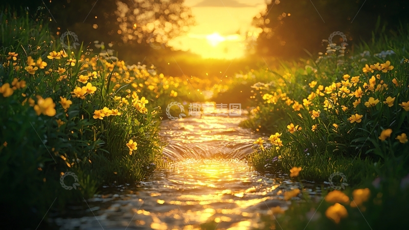 高清大图下载【趣麦麦图】夕阳下的花溪小路