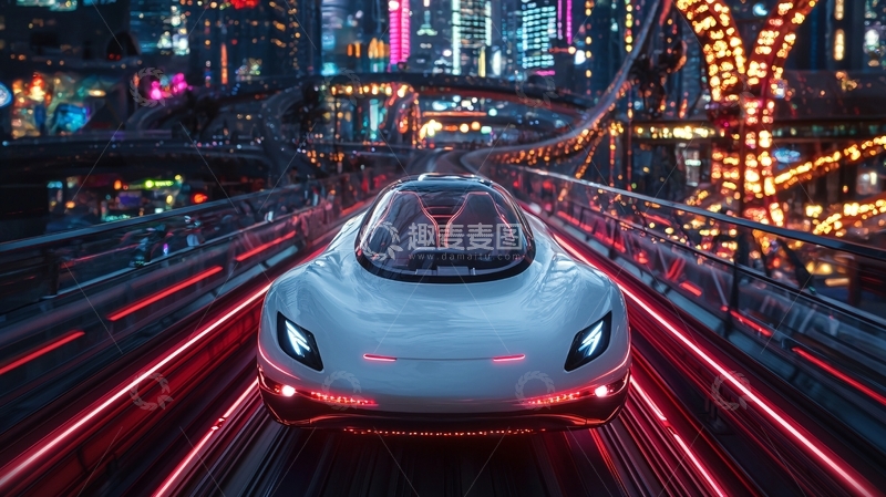 高清大图下载【趣麦麦图】未来城市中行驶的汽车