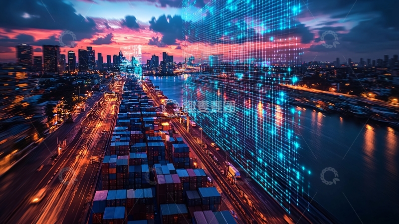 高清大图下载【趣麦麦图】夜景城市港口