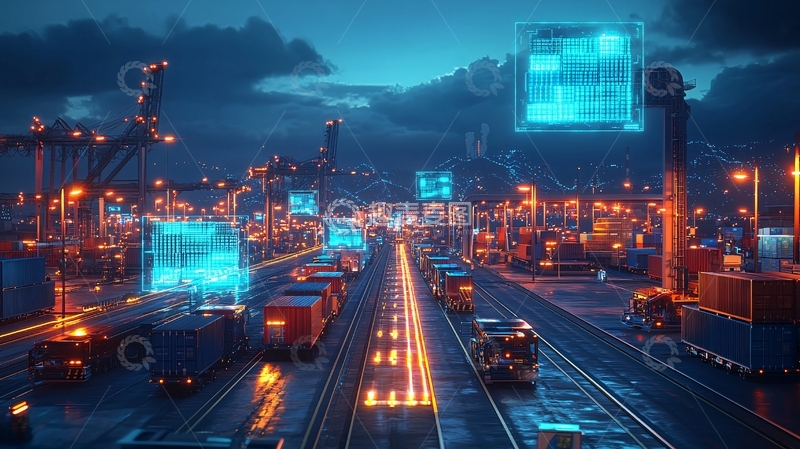 高清大图下载【趣麦麦图】夜景港口物流运输