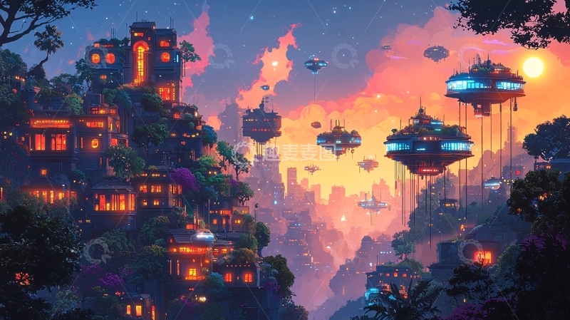 高清大图下载【趣麦麦图】梦幻天空之城