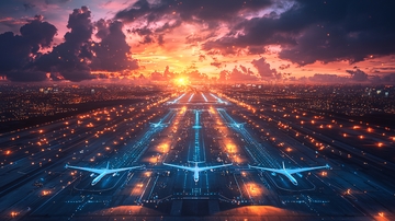 日落城市飞机跑道