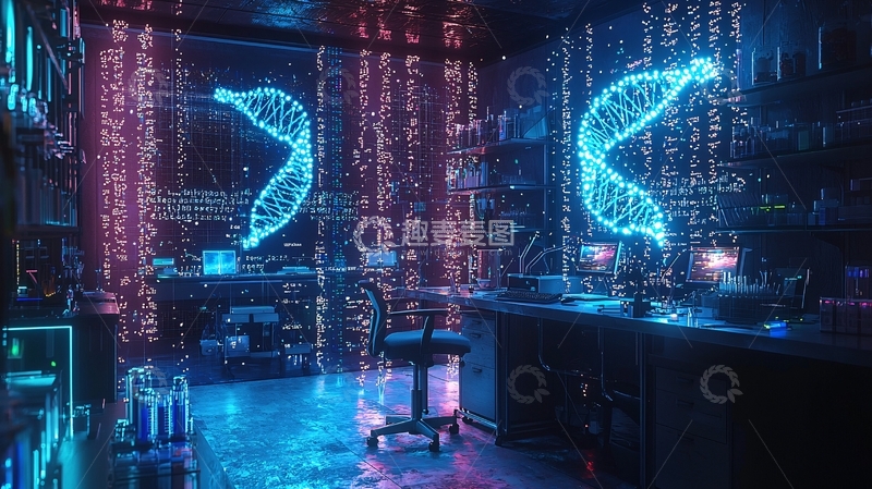 高清大图下载【趣麦麦图】未来科技感基因实验室