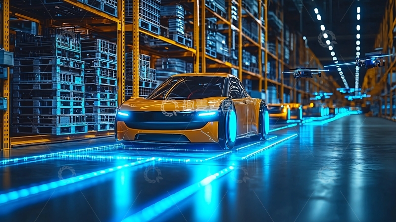 高清大图下载【趣麦麦图】智能工厂自动驾驶汽车