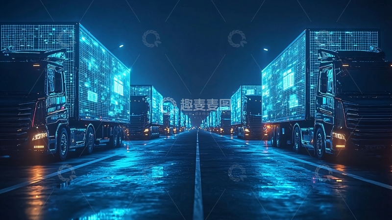高清大图下载【趣麦麦图】科技感卡车队列