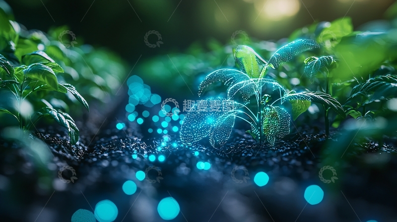 高清大图下载【趣麦麦图】夜色中发光的植物