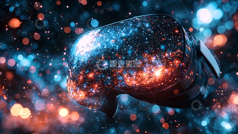 高清大图下载【趣麦麦图】炫彩粒子虚拟现实头显