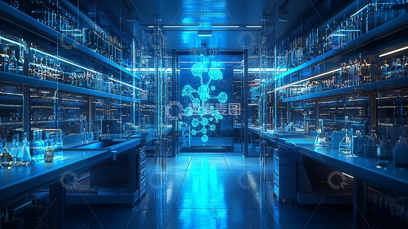 高清大图下载【趣麦麦图】蓝色科技感实验室