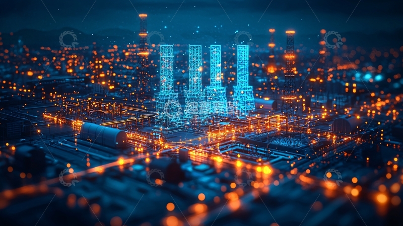 高清大图下载【趣麦麦图】夜色下的未来城市工业区