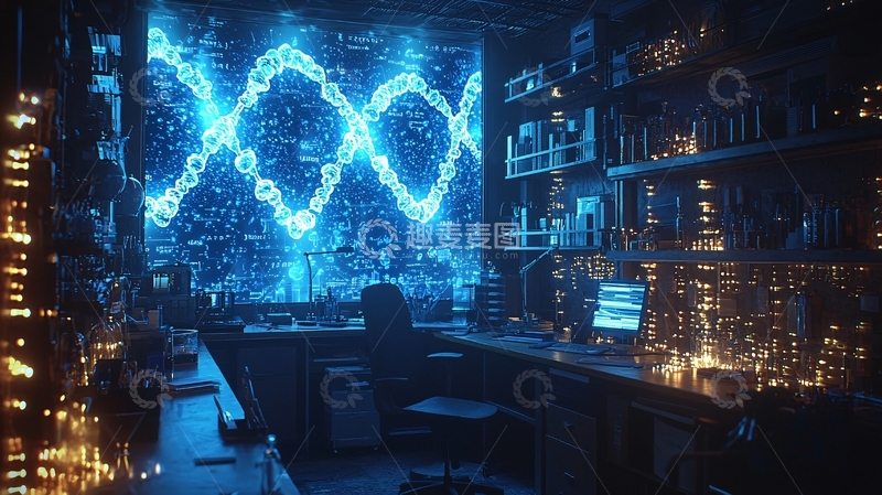高清大图下载【趣麦麦图】蓝色科技实验室